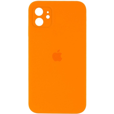 Чохол Silicone Case Square Full Camera Protective (AA) для Apple iPhone 11 (6.1 "), Оранжевый / Bright Orange
