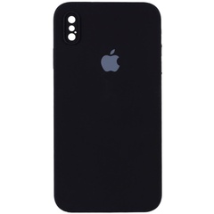 Чехол Silicone Case Square Full Camera Protective (AA) для Apple iPhone XS / X (5.8") Зеленый / Dark Olive