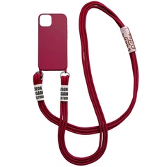 Чехол Cord case c длинным цветным ремешком для Apple iPhone 14 Plus (6.7") Красный / Rose Red