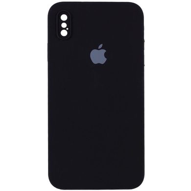 Чохол Silicone Case Square Full Camera Protective (AA) для Apple iPhone XS / X (5.8"), Чорний / Black