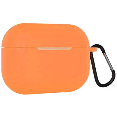 Силіконовий футляр для навушників Airpods Pro Slim + карабін, Оранжевый / Nectarine