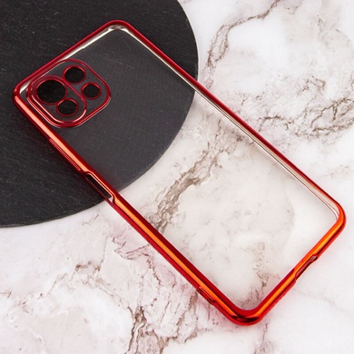 Прозрачный силиконовый чехол глянцевая окантовка Full Camera для Xiaomi Mi 11 Lite Красный