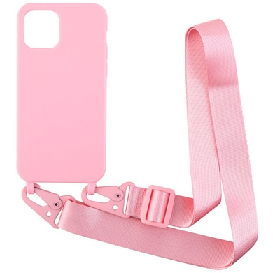 Чехол Crossbody с длинным цветным ремешком для Apple iPhone 14 Plus (6.7") Розовый