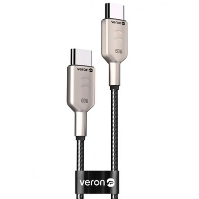 Дата кабель Veron CC04 Nylon Type-C to Type-C 60W (1m) Black