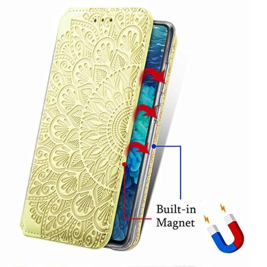 Кожаный чехол книжка GETMAN Mandala (PU) для Xiaomi Redmi Note 9 4G / Redmi 9 Power / Redmi 9T Желтый
