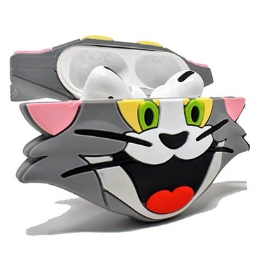 Силиконовый футляр Tom & Jerry series для наушников AirPods 3 + карабин Том/Серый