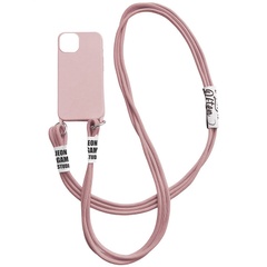 Чехол Cord case c длинным цветным ремешком для Apple iPhone 14 Plus (6.7") Розовый / Pink Sand
