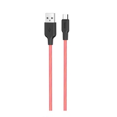 Дата кабель Hoco X21 Plus Silicone MicroUSB Cable (1m) Black / Red