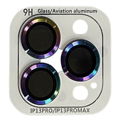 Захисне скло Metal Classic на камеру (в упак.) для Apple iPhone 14 Pro (6.1") / 14 Pro Max (6.7"), Сиреневый / Rainbow