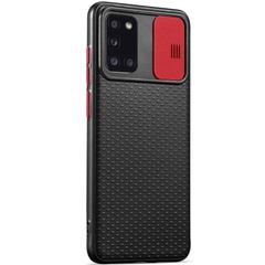 Чехол Camshield Black TPU со шторкой защищающей камеру для Samsung Galaxy A31 Черный / Красный
