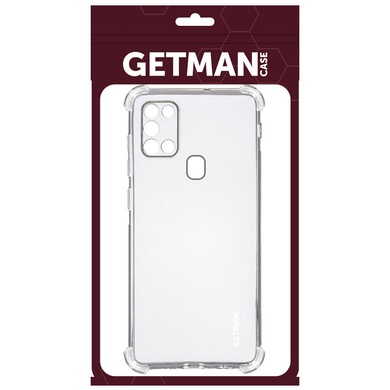 TPU чохол GETMAN Ease logo посилені кути для Samsung Galaxy A21s, Безбарвний (прозорий)