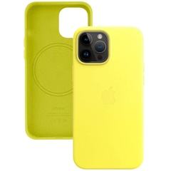 Шкіряний чохол Leather Case (AA) with MagSafe для Apple iPhone 14 Pro Max (6.7"), Yellow