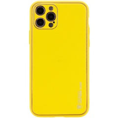 Кожаный чехол Xshield для Apple iPhone 14 Pro (6.1") Желтый / Yellow
