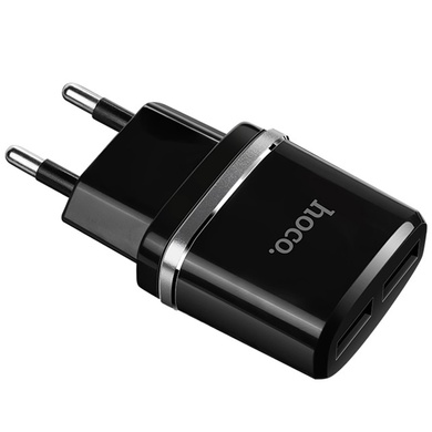 МЗП Hoco C12 Dual USB Charger 2.1A (+ кабель Lightning), Чорний