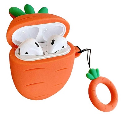 Силіконовий футляр Smile Fruits series для навушників AirPods 1/2 + кільце, Carrot