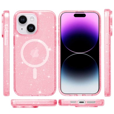 Чехол TPU Galaxy Sparkle (MagFit) для Apple iPhone 15 (6.1") Pink+Glitter