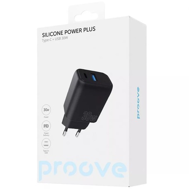 МЗП Proove Silicone Power Plus 30W (Type-C+USB), Black
