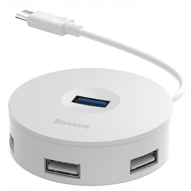Перехідник HUB Baseus Round Box Type-C to USB 3.0 + 3USB 2.0 (CAHUB-G), Білий