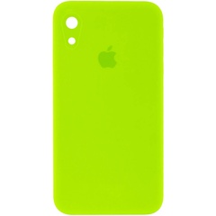 Чохол Silicone Case Square Full Camera Protective (AA) для Apple iPhone XR (6.1"), Салатовый / Neon green