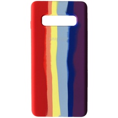 Чехол Silicone Cover Full Rainbow для Samsung Galaxy S10 Красный / Фиолетовый