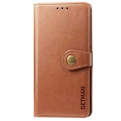 Шкіряний чохол книжка GETMAN Gallant (PU) для Xiaomi Redmi Note 8T, Коричневий
