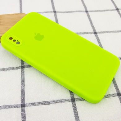 Чехол Silicone Case Square Full Camera Protective (AA) для Apple iPhone XS / X (5.8") Салатовый / Neon green