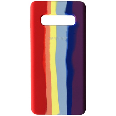 Чохол Silicone Cover Full Rainbow для Samsung Galaxy S10, Червоний / Фіолетовий