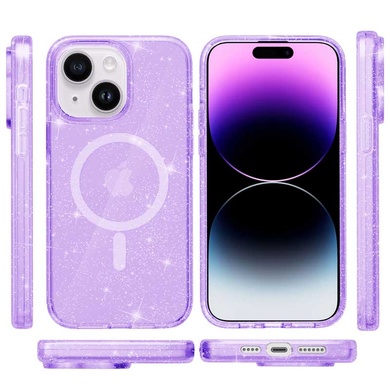 Чехол TPU Galaxy Sparkle (MagFit) для Apple iPhone 15 (6.1") Purple+Glitter