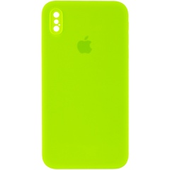 Чохол Silicone Case Square Full Camera Protective (AA) для Apple iPhone XS Max (6.5 "), Салатовый / Neon green