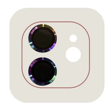 Захисне скло Metal Classic на камеру (в упак.) для Apple iPhone 12 / 12 mini / 11, Сиреневый / Rainbow