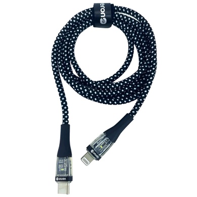 Дата кабель Veron CL01 Nylon LED Type-C to Lightning 27W (1.2m), Black