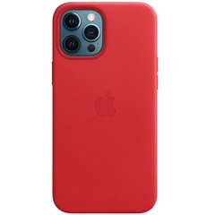 Кожаный чехол Leather Case (AAA) with MagSafe and Animation для Apple iPhone 12 Pro / 12 (6.1") Red