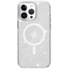 Чехол TPU Galaxy Sparkle (MagFit) для Apple iPhone 14 Pro (6.1") Clear+Glitter