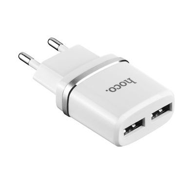 СЗУ Hoco C12 Charger + Cable Lightning 2.4A 2USB Белый