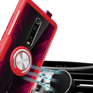 TPU+PC чохол Deen CrystalRing for Magnet (opp) для Xiaomi Redmi K20 / K20 Pro / Mi9T / Mi9T Pro, Бесцветный / Красный