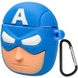 Силиконовый футляр Marvel & DC series для наушников AirPods 1/2 + карабин Капитан Америка/Синий