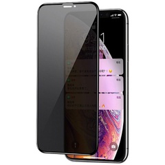 Захисне скло Privacy 5D Matte (full glue) (тех.пак) для Apple iPhone 12 Pro Max (6.7"), Чорний
