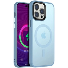 TPU+PC чехол Metal Buttons with MagSafe Colorful для Apple iPhone 14 Pro Max (6.7") Голубой