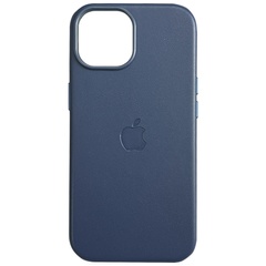Кожаный чехол Leather Case (AAA) with MagSafe and Animation для Apple iPhone 15 (6.1") Blue