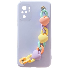 Чехол Chained Heart c подвесной цепочкой для Xiaomi Redmi Note 10 / Note 10s Lilac Blue