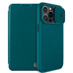 Кожаный чехол (книжка) Nillkin Qin Pro Plain Camshield для Apple iPhone 14 Pro Max (6.7") Зеленый