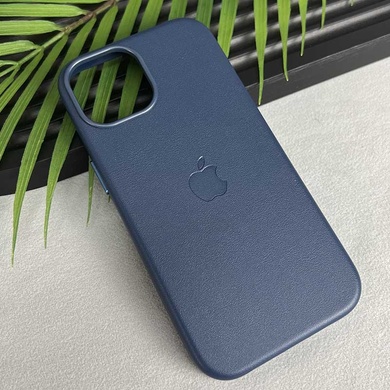 Шкіряний чохол Leather Case (AAA) з MagSafe and Animation для Apple iPhone 15 (6.1"), Blue