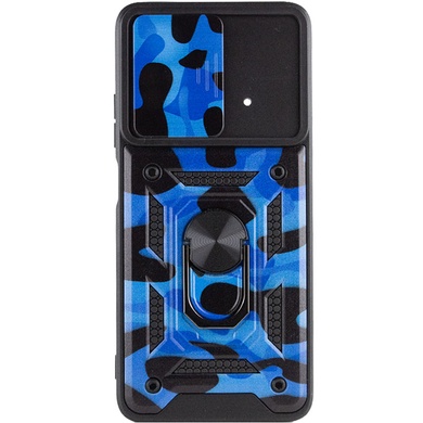 Ударопрочный чехол Camshield Serge Ring Camo для Xiaomi Poco X4 Pro 5G Синий / Army Blue