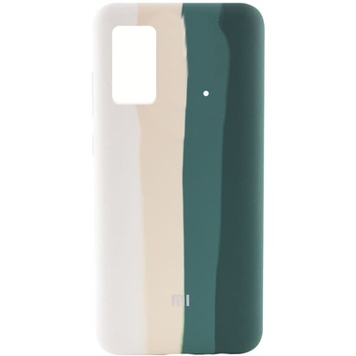 Чохол Silicone Cover Full Rainbow для Xiaomi Poco M4 Pro 4G, Білий/Зелений
