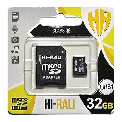 Карта пам'яті Hi-Rali microSDHC (UHS-1) 32 GB class 10 (з адаптером), Чорний