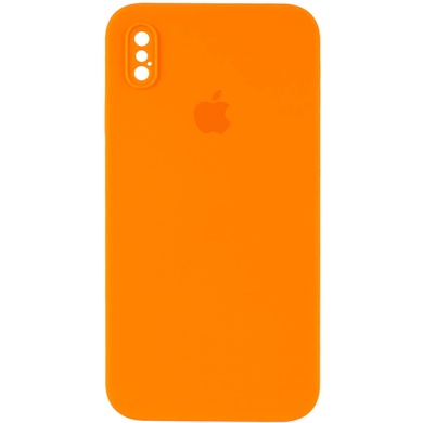 Чохол Silicone Case Square Full Camera Protective (AA) для Apple iPhone XS Max (6.5 "), Оранжевый / Bright Orange