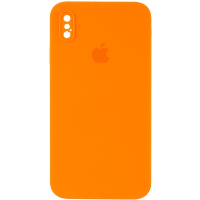 Чохол Silicone Case Square Full Camera Protective (AA) для Apple iPhone XS Max (6.5 "), Оранжевый / Bright Orange
