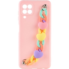 Чохол Chained Heart з підвісний ланцюжком для Samsung Galaxy A22 4G / M32, Pink Sand