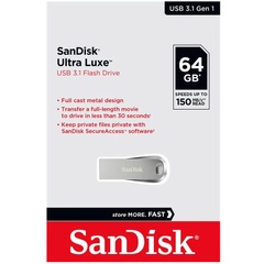 Флеш накопитель USB 3.1 SanDisk Ultra Luxe 64Gb (150Mb/s) SDCZ74-064G-G46 Серебряный