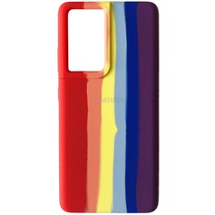 Чехол Silicone Cover Full Rainbow для Samsung Galaxy S21 Ultra Красный / Фиолетовый